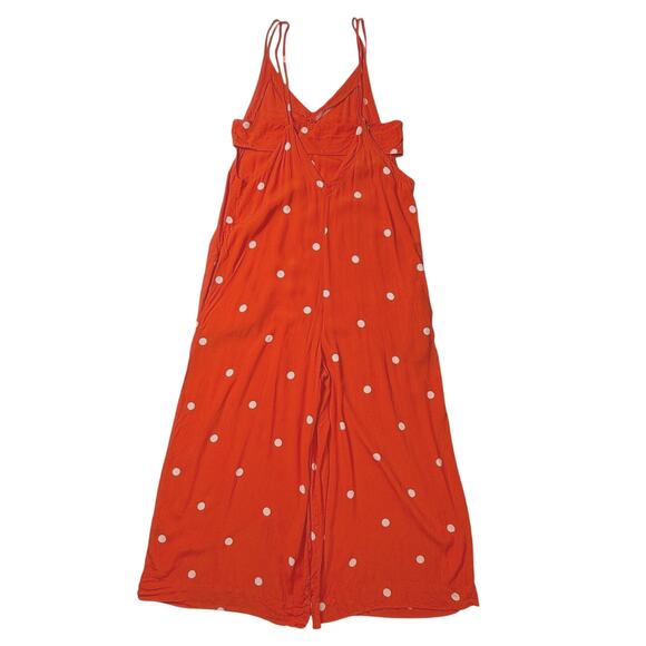Free People Dream Big Polka Dot Jumpsuit Small Red Wide Leg Flowy Boho - Picture 3 of 9